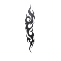 Sleek black tribal flame tattoo design with intricate curves and sharp edges, set against transparent background, perfect for digital art or tattoo inspiration png