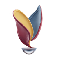 Vibrant abstract sculpture with flowing red, yellow, and blue shapes creates dynamic and artistic composition. smooth curves and glossy finish evoke sense of movement and elegance png