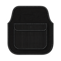 Black fabric pocket with white stitching, featuring flap and textured surface, is displayed. pocket design is simple and functional, suitable for clothing or accessories png