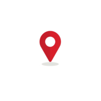 Red location pin icon with shadow, symbolizing navigation and positioning, often used in maps and GPS applications. simple design is easily recognizable png