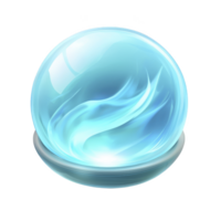 Glowing blue crystal ball with swirling light inside creates mystical and enchanting atmosphere, perfect for fortune telling or magical themes png