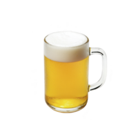 Frosty mug of golden beer with thick, foamy head, perfect for refreshing drink. condensation on glass adds to its appeal, making it look cold and inviting png