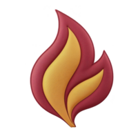 Stylized flame icon with red and yellow colors, featuring smooth curves and textured appearance, symbolizing warmth and energy png