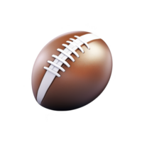Realistic 3D rendering of American football with detailed white laces and textured brown surface, showcasing its classic design. ball appears to be floating against plain background png