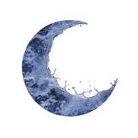 Crescent moon with textured, water like surface appears against transparency background, evoking sense of mystery and tranquility png