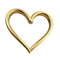 Shiny golden heart shape with smooth, metallic finish, symbolizing love and elegance. heart reflective surface adds luxurious and romantic touch, perfect for design elements png