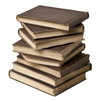Stack of vintage books with worn covers and yellowed pages, evoking sense of nostalgia and history. books are piled haphazardly, suggesting frequent use and cherished stories png