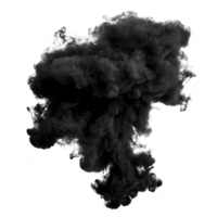 Dark, billowing cloud of smoke with textured appearance, resembling dramatic explosion or fire effect, isolated on transparent background png