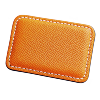 retangular laranja couro fragmento com branco costura, exibindo texturizado superfície e vibrante cor, ideal para moda ou construir projetos png