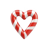 Heart shaped candy cane with red and white stripes, symbolizing love and sweetness, perfect for festive decorations or holiday themes png