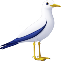 White bird with blue wings and yellow legs stands gracefully, showcasing its elegant features and vibrant colors. bird poised stance and striking appearance make it captivating png