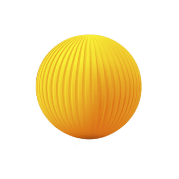vibrante amarillo esfera con texturizado, acanalado superficie soportes fuera en contra llanura fondo, creando sorprendentes visual efecto. esfera brillante color y único textura evocar sentido de energía png