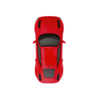 Sleek red sports car viewed from above, showcasing its aerodynamic design and vibrant color. image highlights car smooth lines and modern style, perfect for automotive enthusiasts png