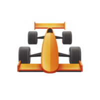 Orange race car with sleek design and large tires is depicted from top view, showcasing its aerodynamic shape and vibrant color png
