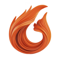 This features stylized, abstract flame design with vibrant orange and red hues, resembling dynamic swirl or wave. smooth, flowing lines create sense of movement and energy png