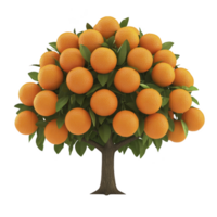 Vibrant orange tree laden with ripe, juicy oranges and lush green leaves, symbolizing abundance and freshness. tree stands against plain background, highlighting its vivid colors png