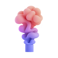 Vibrant, abstract 3D illustration features colorful, cloud like shape emerging from cylindrical base. gradient transitions smoothly from pink to purple, creating dynamic and artistic visual png