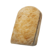 Slice of toasted bread with golden brown crust is shown, angled slightly. texture appears crispy and inviting, perfect for breakfast or snack png