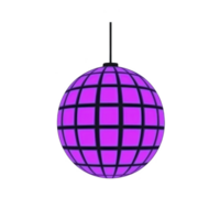 Vibrant purple disco ball with grid pattern hangs against plain background, evoking lively party atmosphere png