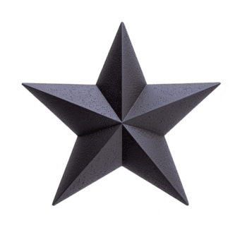 3d nero stella con strutturato superficie, con acuto bordi e simmetrico disegno, isolato su trasparenza sfondo. stella moderno e elegante aspetto Aggiunge toccare di eleganza png