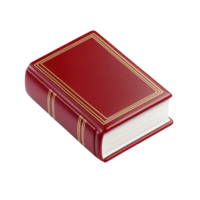Closed red book with gold bordered cover and spine lies on transparency background, symbolizing knowledge and learning. book classic design evokes sense of tradition and wisdom png