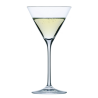 Clear martini glass filled with light yellow cocktail, showcasing classic and elegant design. drink appears refreshing with tiny bubbles visible, suggesting fizzy texture png