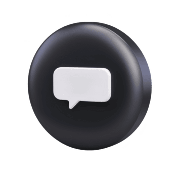 3d nero circolare icona Caratteristiche bianca discorso bolla simbolo nel centro, che rappresentano comunicazione o messaggistica. design è moderno e minimalista png