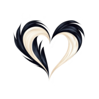 Heart shape formed by elegant brush strokes in black and white, creating dynamic and artistic design. abstract style conveys sense of creativity and emotion png