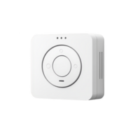 Sleek white smart home device with circular button interface, designed for easy control and integration into modern living spaces png