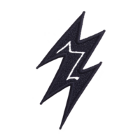 Black lightning bolt symbol with jagged, dynamic design on transparent background, conveying energy and power png