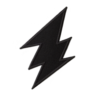 Black lightning bolt symbol with jagged, angular design, representing energy and power. simple, bold shape is often used in graphic design and iconography png