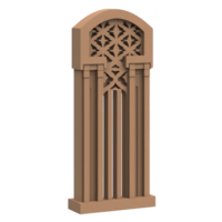 This features decorative wooden panel with intricate geometric patterns and arched top, showcasing craftsmanship and design. panel is likely used for architectural or interior decoration png