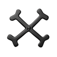 This features black crossbones symbol with glossy finish, often associated with danger or pirate themes. design is simple and bold, conveying sense of warning or adventure.black crossbones symbol png