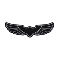 Sleek black and silver winged emblem design, featuring stylized wings extending symmetrically from central body, conveying sense of speed and elegance png