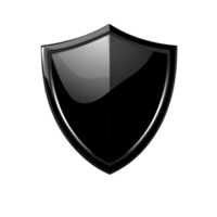 Sleek, glossy black shield with reflective surface, symbolizing protection and security. shield smooth, curved design gives it modern and strong appearance png