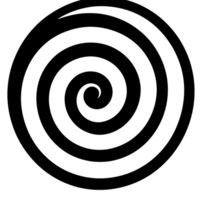 Black spiral pattern on transparent background creates hypnotic effect, drawing viewer attention with its continuous circular design png