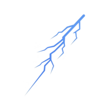 Stylized blue lightning bolt on transparency background, showcasing sharp angles and dynamic design. electric energy is visually striking, creating sense of power and movement png
