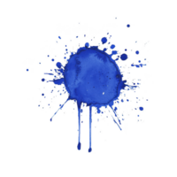 Vibrant blue paint splatter with dynamic drips and splashes on transparent background, conveying creativity and spontaneity png