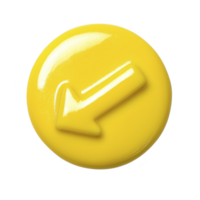 Shiny yellow button with left pointing arrow symbol, conveying direction or navigation. glossy surface adds modern and vibrant touch, suitable for digital interfaces png