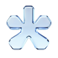 Shiny, metallic asterisk symbol with reflective surface and 3D appearance, set against plain background. design is sleek and modern, emphasizing its geometric shape png