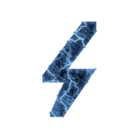 Image features blue lightning bolt symbol with textured, electric appearance, set against transparency background. design conveys energy and power png