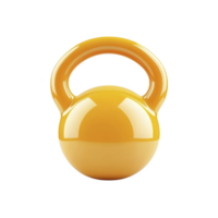 Shiny yellow kettlebell with smooth surface, isolated on transparency background, perfect for fitness and strength training concepts png