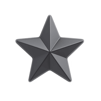 Sleek, metallic gray star with modern, geometric design, featuring sharp edges and smooth surface, isolated on transparency background png