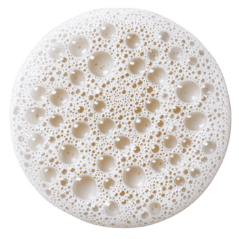 Circular pattern of soap bubbles creates textured surface with varying bubble sizes, evoking sense of cleanliness and freshness. bubbles are white and translucent png