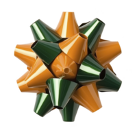 Geometric 3D star shape with interlocking orange and green cones creates modern, abstract design. glossy finish adds dynamic and futuristic feel to structure png