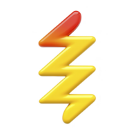 Vibrant, stylized zigzag shape with gradient of red to yellow, resembling lightning bolt or energy symbol, set against transparent background png