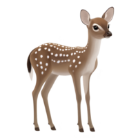Cute, young deer with white spots stands gracefully, showcasing its delicate features and gentle expression. fawn soft brown fur and large eyes evoke sense of innocence and tranquility png