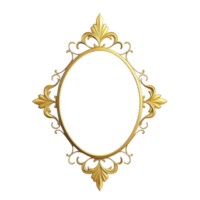 Ornate oval gold frame with intricate floral designs and elegant scrollwork, perfect for adding touch of vintage luxury to any decor png