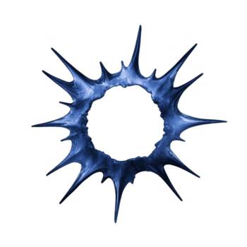 beschwingt Blau Spritzen Formen kreisförmig, stachelig Muster gegen transparent Hintergrund, ähnlich abstrakt Starburst oder Sonnendurchbruch. dynamisch gestalten vermittelt Energie und Bewegung png