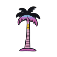 Colorful palm tree illustration with gradient trunk and vibrant leaves, evoking tropical and playful vibe. design features shades of pink, purple, and blue, creating whimsical effect png